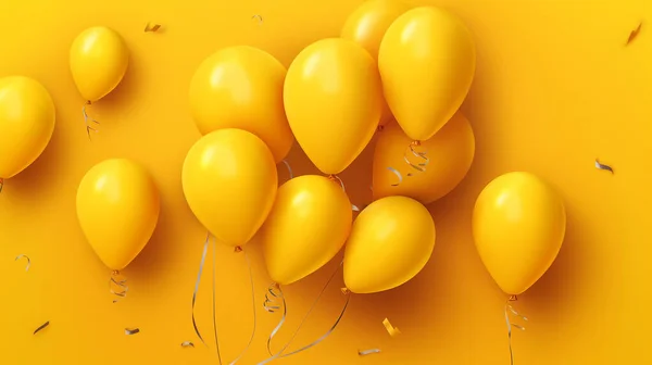 yellow balloons, on a yellow background