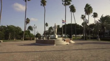 Oranjestad, Aruba, Netherlands Antilles: Wilhelmina Park waterfront park, marble statue of Queen Wilhelmina, the leader of the Netherlands 1890 - 1948, longest reigning Dutch monarch.