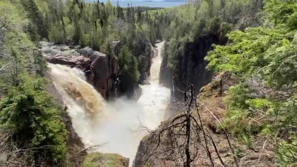 Aguasabon Falls Gorge Terrace Bay Ontario Canada Lake Superior Beautiful — Stock Video