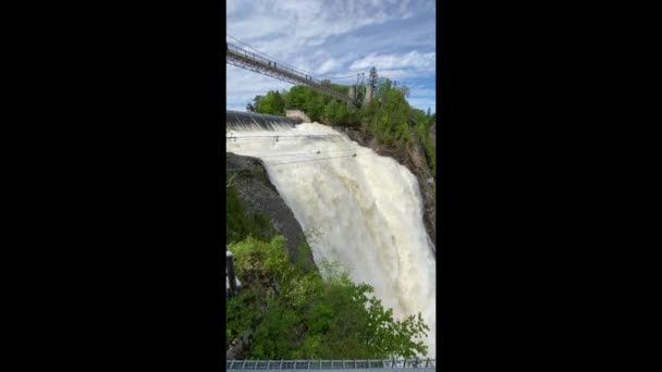 Водоспад Монморансі Chute Montmorency Річці Монморансі Він Впадає Річку Святого — стокове відео