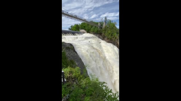 Montmorency Falls Chute Montmorency Large Waterfall Montmorency River Drops Saint — Video Stock