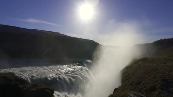 Gullfoss Waterfall Hvt River Canyon Southwest Iceland Popular Falls Golden — Vídeos de Stock
