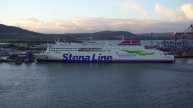 Belfast, Northern Ireland: Stena Embla ferry. Stena Line is a Swedish shipping line company and one of the largest ferry operators in the world. It services Northern Europe.