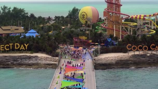 Coco Cay Bahamas Coco Cay Leased Royal Caribbean Cruises Aerial — Stock Video