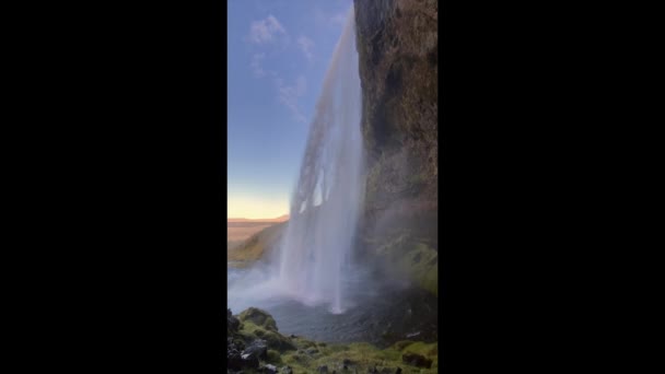 Seljalandsfoss Waterfall Iceland Popular Beautiful Waterfall Route Ring Road Seljalands — Vídeo de Stock
