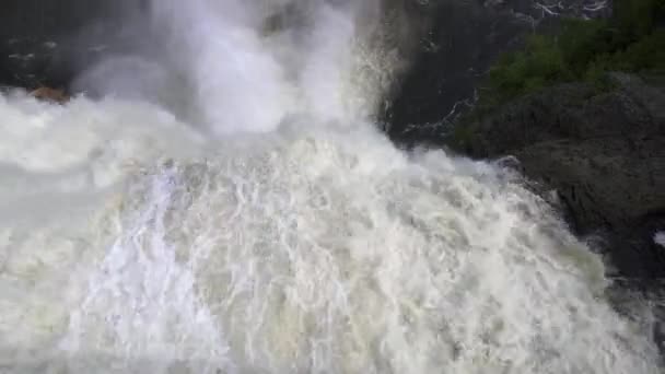 Montmorency Falls Chute Montmorency Large Waterfall Montmorency River Drops Saint — Vídeos de Stock