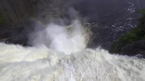 Montmorency Falls Chute Montmorency Large Waterfall Montmorency River Drops Saint — Video Stock