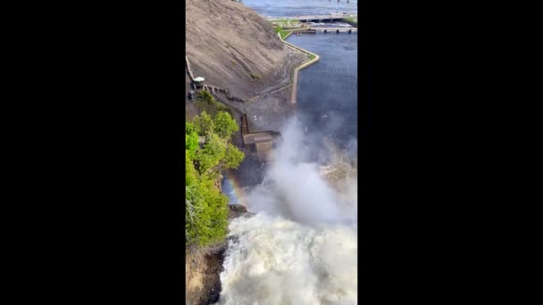 Grande Cachoeira Montmorency Falls Chute Montmorency Rio Montmorency Onde Cai — Vídeo de Stock