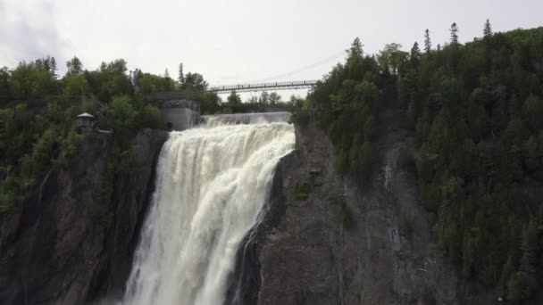 Montmorency Falls Chute Montmorency Large Waterfall Montmorency River Drops Saint — ストック動画