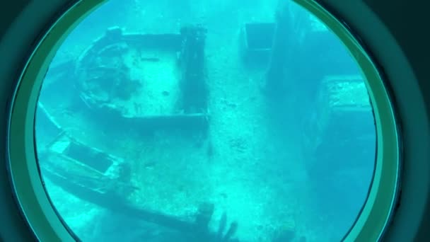Widok Portali Łodzi Podwodnej Atlantis Arubie Kanadyjska Firma Pasażerska Wnętrze — Wideo stockowe