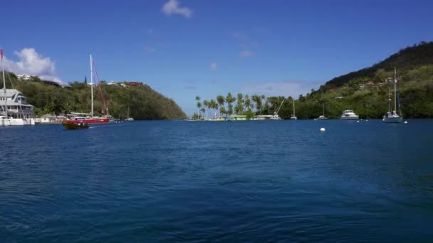 Marigot Bay Saint Lucia Idyllische Bucht Und Hurrikan Loch Der — Stockvideo