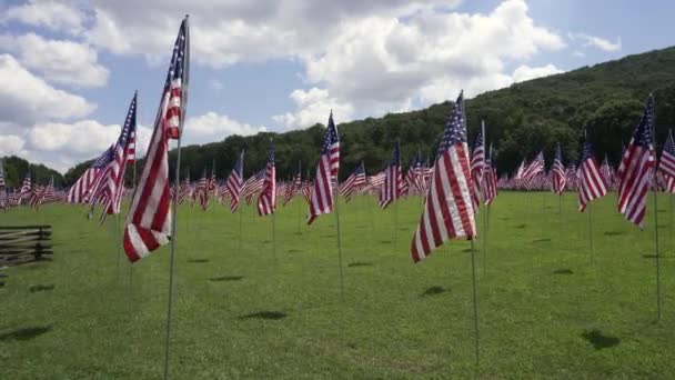 Kennesaw Mountain National Battlefield Park Georgia Field Flags Ter Ere — Stockvideo