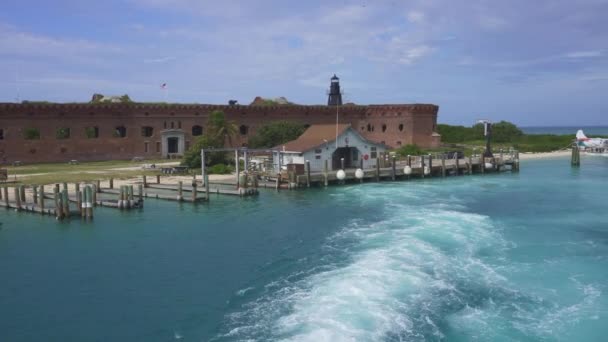 Parcul Național Dry Tortugas Fort Jefferson Boat Dock Casa Barca — Videoclip de stoc