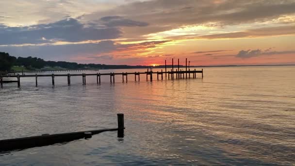 Zeitraffer Des Sonnenuntergangs Rappahannock River Der Die Chesapeake Bay Osten — Stockvideo