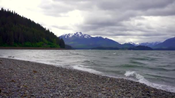 アイシー ストレート ポイント ホノナ アラスカ チタゴフ島と湾のロッキーな海岸 — ストック動画