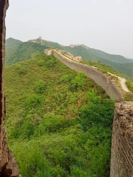Panoramic View Unrenewed Gubeikou Part Great Wall China Wall Spreading — 스톡 사진