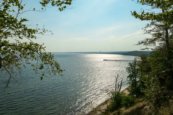 Widok Panoramiczny Linię Brzegową Gdyni Polska Widok Niewielkiego Klifu Nad — Zdjęcie stockowe