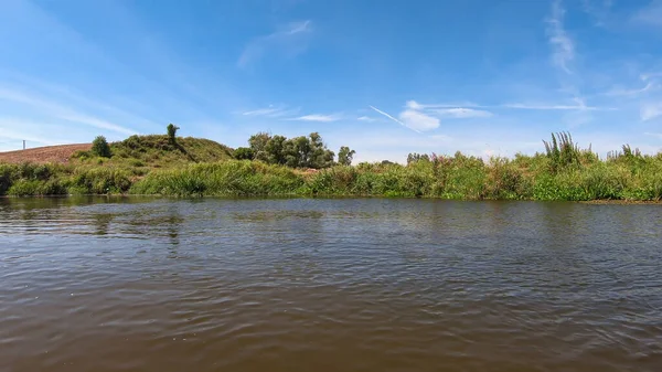 Nida River Flowing Nearby Krzyzanowice Dolne Poland Banks River Overgrown — Zdjęcie stockowe