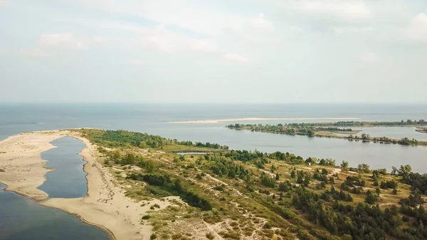 Areal Shot Vistula Przekop Area Vistula River Merging Baltic Sea — Zdjęcie stockowe