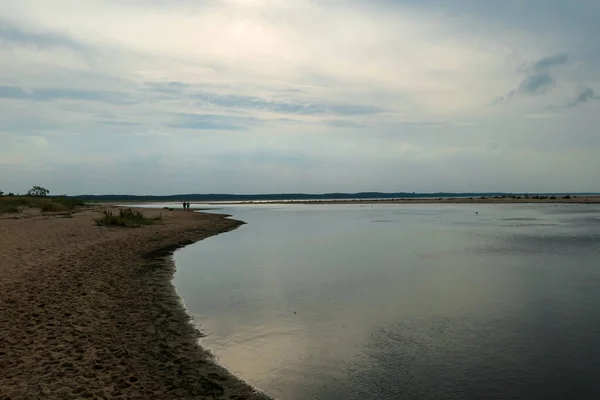 Linia Brzegowa Piaszczystej Plaży Nad Bałtykiem Wyspie Sobieszewo Polska Morze — Zdjęcie stockowe