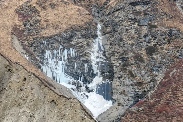 Close Frozen Slopes Himalayas Annapurna Circuit Trek Nepal Long Sharp — Stockfoto