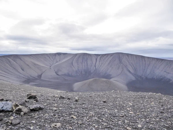 Från Toppen Vulkankratern Vulkaniska Landskap Marken Täckt Med Vulkaniskt Damm — Stockfoto