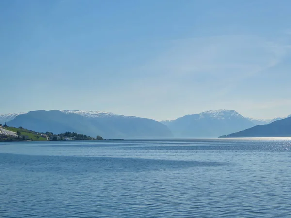 Una Vista Sul Songefjorden Dei Fiordi Dal Livello Dell Acqua — Foto Stock