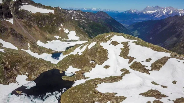 Top View Frozen Lake Schladming Alps Partially Still Covered Snow — 스톡 사진