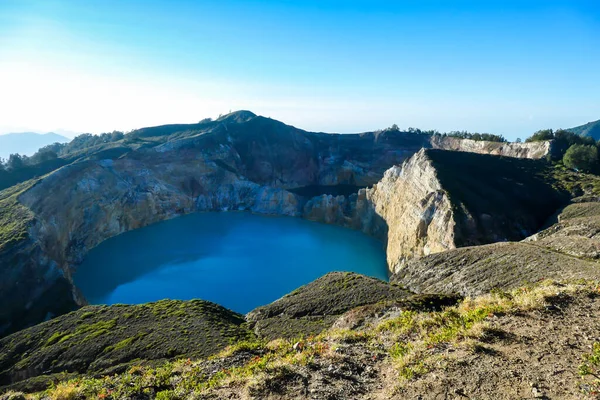 View Kelimutu Volcanic Crater Lakes Flores Indonesia Lakes Shining Many — Stockfoto