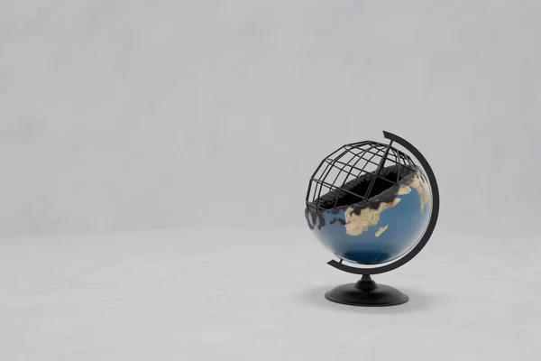fallout of environmental destruction of a miniature Earth burning down. Elements by NASA. 3D illustration