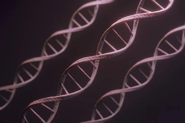creative DNA concept features a red DNA helix, with a close-up view and abstract feel. Perfect for projects related to science, innovation, or education. 3D illustration