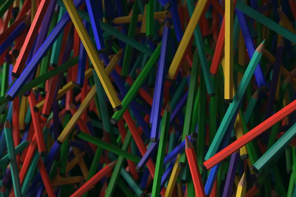 A dynamic stop-motion photo of a colorful burst of pencils exploding on a black background. Vibrant and creative, this image captures the energy and diversity of artistic expression