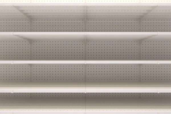 An eerie image of an empty store shelf, reflecting the challenges of keeping up with consumer demand in the face of supply chain disruptions and other obstacles, 3D illustration