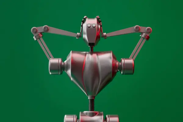 Робот Механічними Руками Закриває Слухові Датчики Підкреслюючи Концепцію Чую Зла Стокове Фото