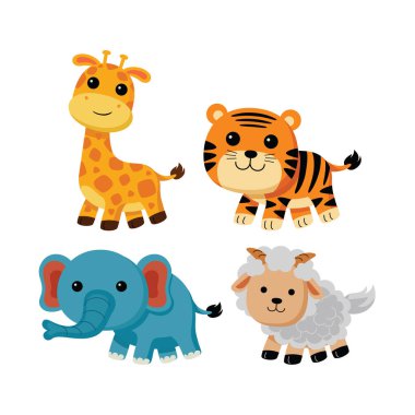 şirin çizgi film hayvan vektör çizimi