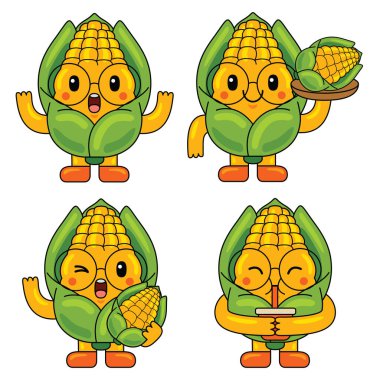 Cute Corn Fruit Character Mascot Illustration clipart