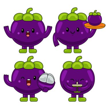 Şirin Kivi Meyve Karakteri Maskot İllüstrasyonu