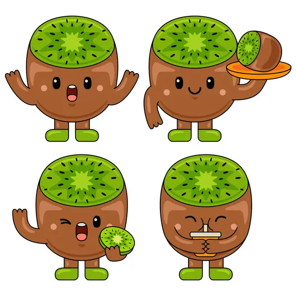 Şirin Kivi Meyve Karakteri Maskot İllüstrasyonu