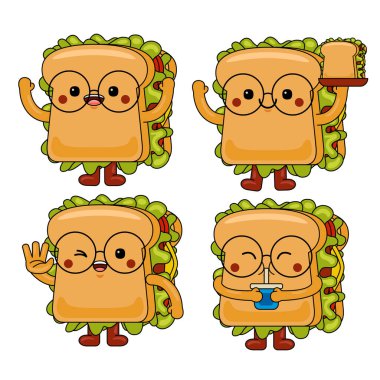 Şirin sandviç maskotu karakteri çizimi