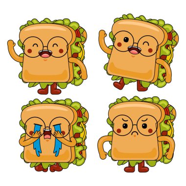 Şirin sandviç maskotu karakteri çizimi