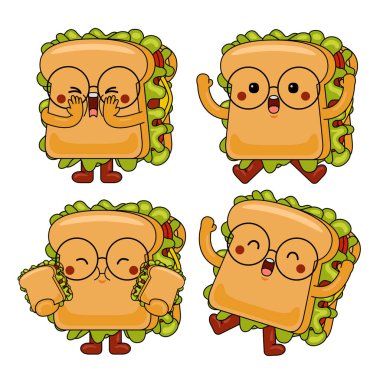 Şirin sandviç maskotu karakteri çizimi