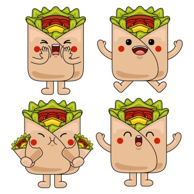 sevimli paket maskotu karakter çizimi