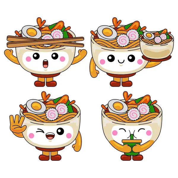 şirin ramen maskotu karakter vektör çizimi