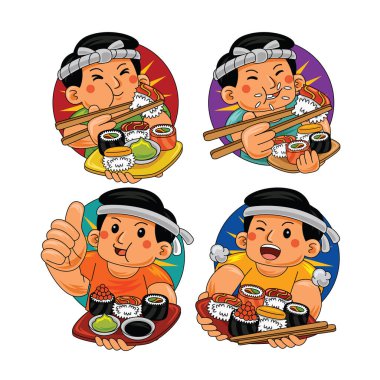 Suşi yiyen adam Japon yemeği yiyor.