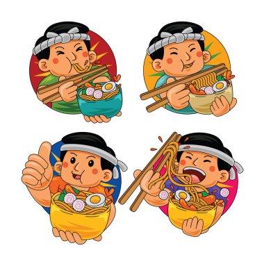 Japon eriştesi yiyen bir adam.