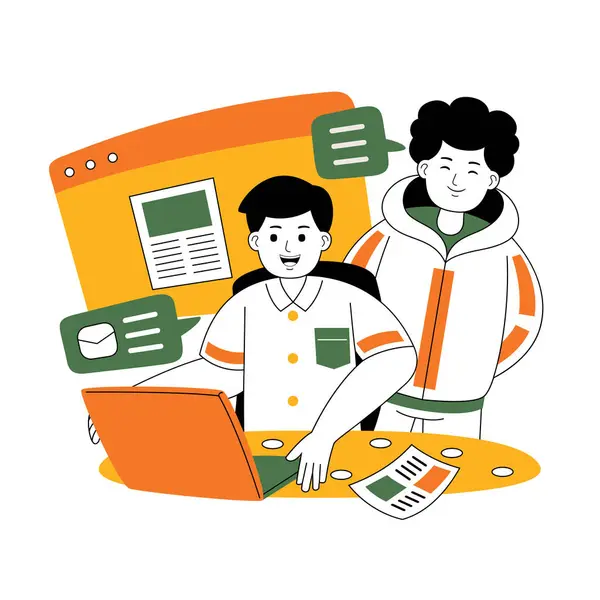 Proje tartışması vektör illüstrasyonunda takım çalışması