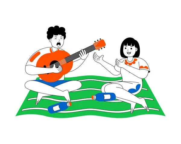 Mutlu çift hafta sonu eğlence etkinlik vektörü çizimi