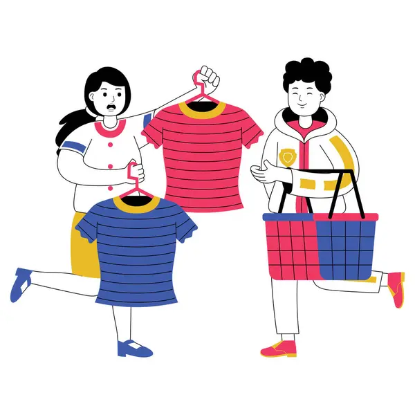 Vektör illüstrasyonlu alışveriş insanları