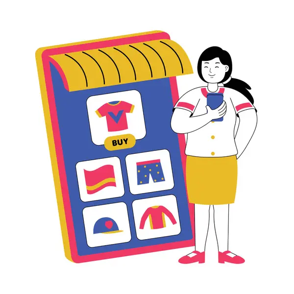 Vektör illüstrasyonlu alışveriş insanları