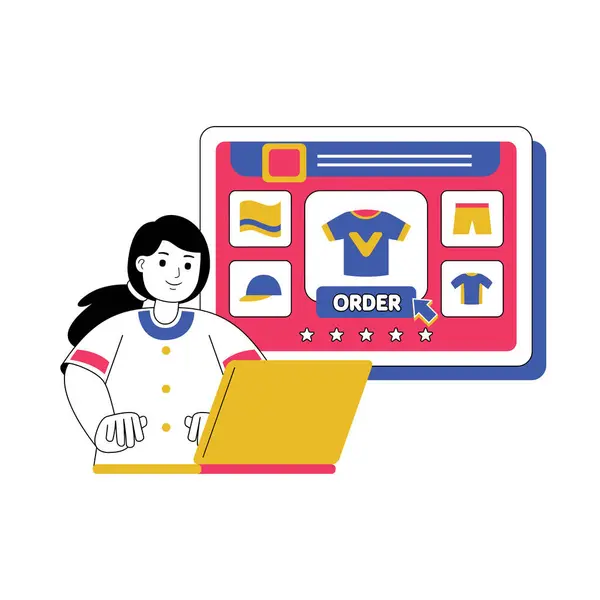 Vektör illüstrasyonlu alışveriş insanları